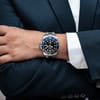 Buy Black and Blue Rotating Ring Stainless Steel Watch For Men