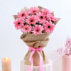 Gift Blissful Red Velvet Cake With Pink Gerberas Bouquet
