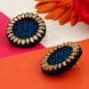 Gift Blue Boho Fabric Stud Earrings