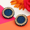 Blue Boho Fabric Stud Earrings Online