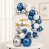 Blue Chrome Birthday Balloon Arrangement
