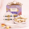 Blue Floral Rakhi and Kaju Katli Combo