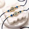 Gift Blue Floral Rakhi Set with Lindt Chocolate