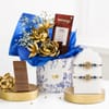 Blue Floral Rakhi with Dark Chocolate Online