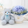 Blue Hydrangea & Teddy Combo