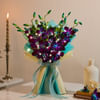 Gift Blue Orchid Bouquet With Lights