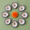 Gift Blue Pottery Ceramic Diwali Diya Set
