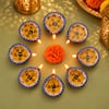 Blue Pottery Ceramic Diwali Diya Set Online