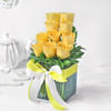 Gift Bouquet of 10 Yellow Roses in Vase with Teddy