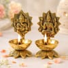 Brass Lakshmi Ganesh Diya Set