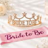 Bride to Be Party Tiara and Sash Set for Bridal Shower
