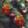 Buy Bright And Merry Red Gift Box Christmas Tree Ornaments - Set Of 4