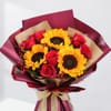 Buy Bright Sunflower And Rose Bouquet