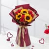 Shop Bright Sunflower And Rose Bouquet