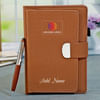 Brown DIary And Pen Set - Customized With Logo And Name Online