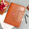 Brown Office Conference Folder with Folding Strap - Customized with Logo & Name Online