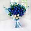 Bunch of 6 White Roses & 6 Blue Orchids Online