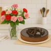 Carnations with chocolate cheesecake Online