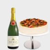 Champagne and Fruit Cake Combo For Valentine's Day