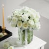 Gift Chapel of 30 White Roses in Glass Vase
