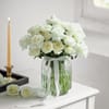Chapel of 30 White Roses in Glass Vase