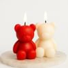 Gift Charming Red And White Teddy Bear Candles - Set Of 2