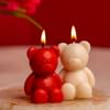 Buy Charming Red And White Teddy Bear Candles - Set Of 2