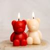 Charming Red And White Teddy Bear Candles - Set Of 2 Online