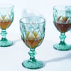 Gift Checked Chalice Wine Goblets - Green - Set Of 4