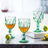 Shop Checked Chalice Wine Goblets - Green - Set Of 4