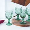 Checked Chalice Wine Goblets - Green - Set Of 4 Online