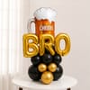Gift Cheers Bro Black Gold Balloon Arrangement for Rakhi