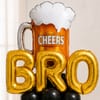 Buy Cheers Bro Black Gold Balloon Arrangement for Rakhi