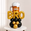 Cheers Bro Black Gold Balloon Arrangement for Rakhi
