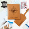 Christmas Personalized Leather Travel Combo - Tan