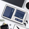 Classic Genuine Leather Personalized Blue Wallet Set Online