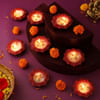 Clay Diyas With Petals - Set Of 8 Online