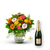 Colorful bouquet with Champagne