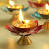 Gift Colorful Flower Shaped Metal Diyas