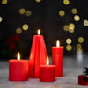 Gift Cranberry Red Christmas Pillar Candles - Set Of 4