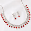 Crimson Elegance - Ruby Red Drop CZ Necklace with Earrings Online