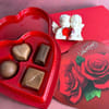 Cupid Figurine & Heart Chocolate Box Combo