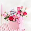 Gift Customized  Mug with Pink Blooms in a Planter