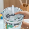 Shop Cute Dinosaur Glass Sipper for Kids with Lid and Reusable Straw