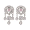 Shop CZ Necklace With Pendant And Drop Earring Set - Pink