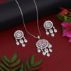 CZ Necklace With Pendant And Drop Earring Set - Pink Online