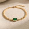 Gift Dad's Emerald Baguette Gold Bracelet