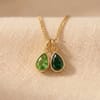 Gift Dainty Teardrop Green Stone Gold Necklace for Dad