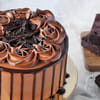 Shop Dark Chocolate Ganache Cake With Basket Of Peach Roses