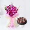 Decadent Chocolate Truffle Cake With Orchids Bouquet Combo Online
